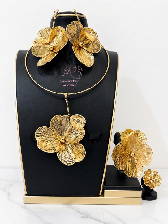 Accessories By Grey - Gold Petal Luxe Complete Jewely Set Accessories By Grey - Gold Petal Luxe Complete Jewely Set - Image 1