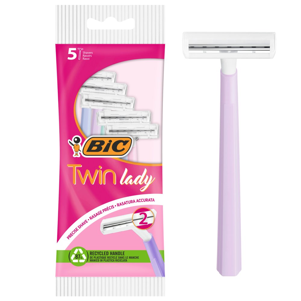 Bic Twin Lady Double Blade Shaving Stick (Pack of 5) Bic Twin-blade shaving sticks (Pack of 5) - Image 1