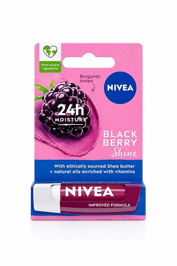 Nivea BlackBerry Shine 24Hr Moisture Lip Balm (4.8g) Nivea BlackBerry Shine 24Hr Moisture Lip Balm (4.8g) - Image 1