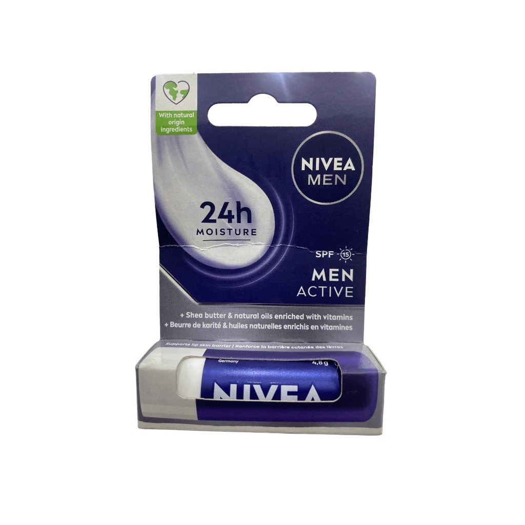 Nivea Men 24 Hr Moisture Lip Balm - SPF Men Active (4.8g) Nivea Men 24 Hr Moisture Lip Balm - SPF Men Active (4.8g) - Image 1