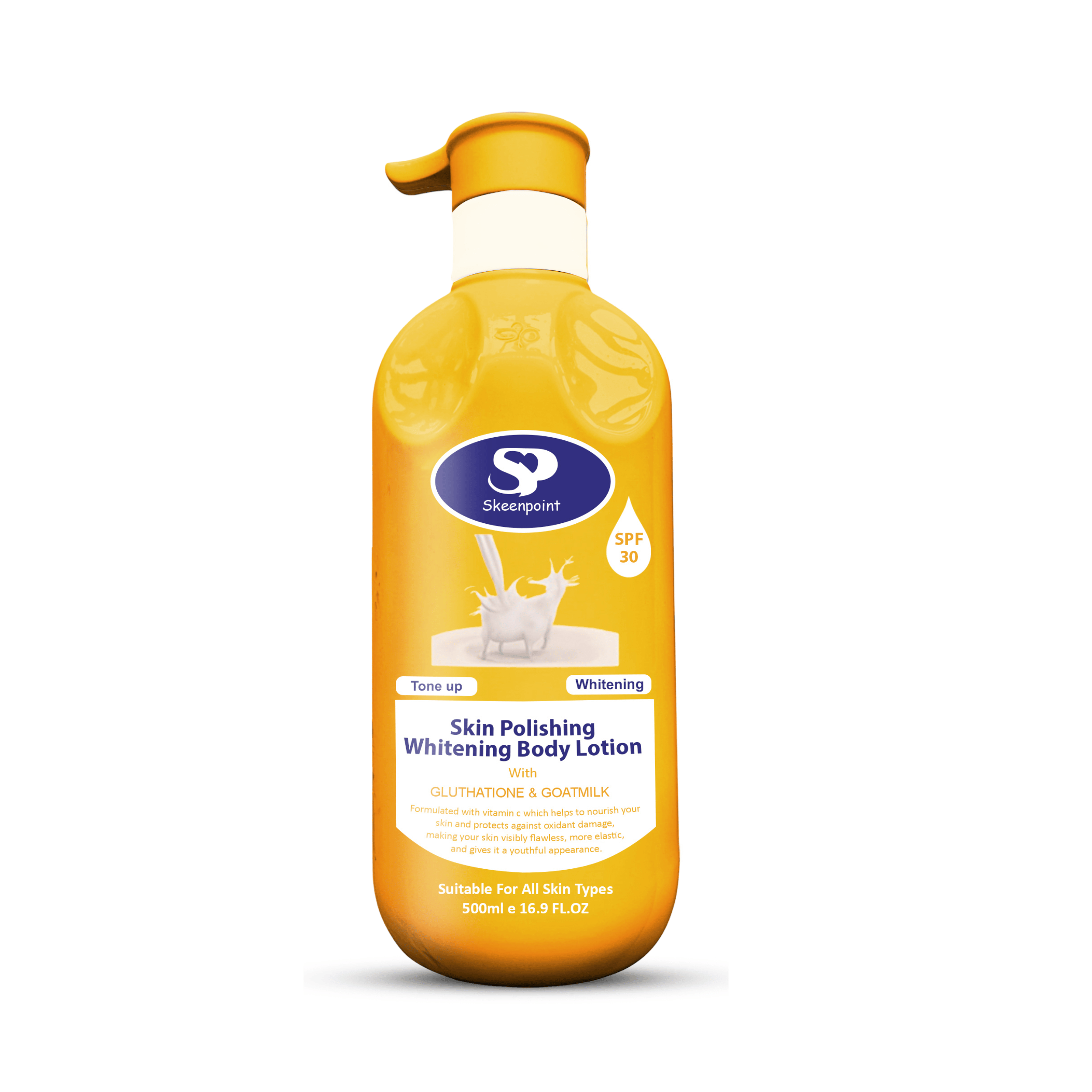 SkeenPoint Skin Polishing Whitening Body Lotion with Glutathione & Goatsmilk (500ml) SkeenPoint Skin Polishing Whitening Body Lotion with Glutathione & Goats Milk (500ml) - Image 1